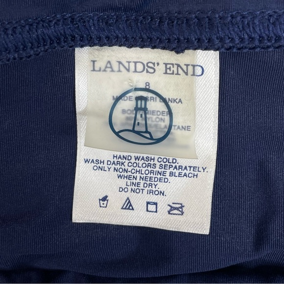 Lands End Tankini Set Navy Blue Sz 8 Cinch Ruched Vacation Beach Cruise Swim - Picture 4 of 15